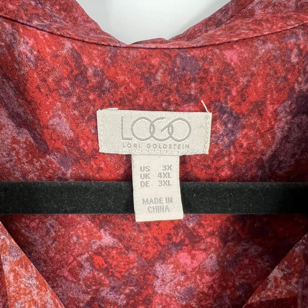 LOGO by Lori Goldstein Button Front Tunic Blouse Drop Waist Rust Women's 3XL - Picture 3 of 9